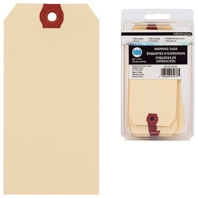 Tags-Shipping, Manila Size 5, 4-3/4X2-3/8" 100/Pk