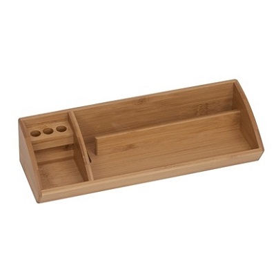Desk Tray-Desktop Holder, Three Compartment, Bamboo