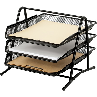 Desk Tray-Mesh, 3-Tier, Black
