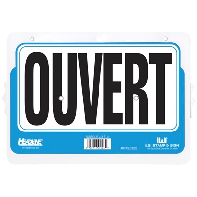 Sign-Open/Closed Will Return Dial-A-Time 11X8, French