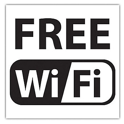 Sign-Glass Door, Self-Stick 6X6, Free Wi-Fi, Black & White