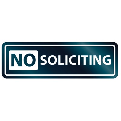 Sign-Glass Door, Self-Stick 2X8, No Soliciting