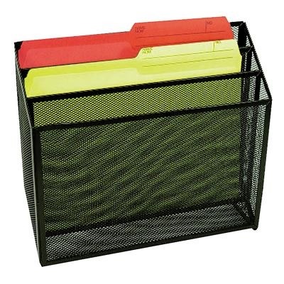 Desk Organizer-3-Tier Letter Size Mesh Pockets, Black