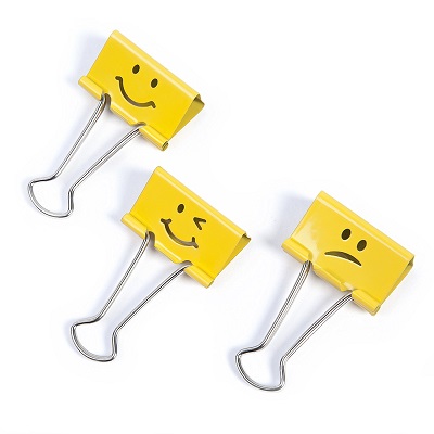 Foldback Clips-3/4" Assorted Emojis, Yellow