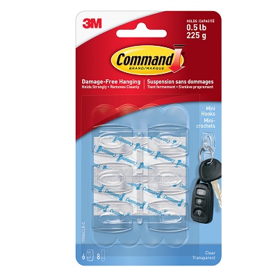 Hook-Command Adhesive, Mini, Clear, 6/Pk