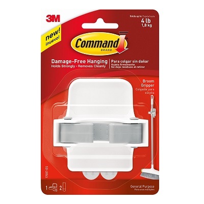 Broom Gripper-Command Adhesive,White And Grey