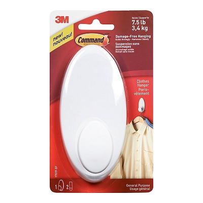 Hook-Command Adhesive, Clothes Hanger, White