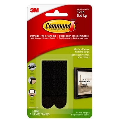 Picture Hanging Strips-Command Adhesive, Medium, Black 4/Pk