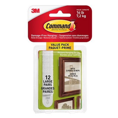 Picture Hanging Strips-Command Adhesive, Large, White 12/Pk