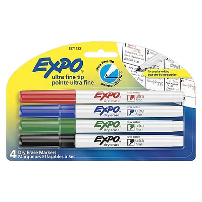 Marker Set-Dry Erase Expo Low Odour Ultra Fine 4-Colour