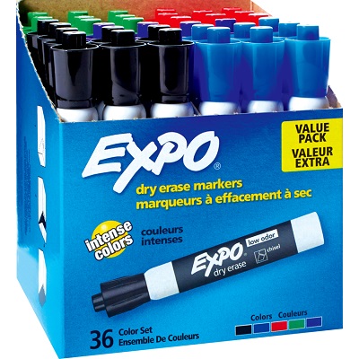 Marker-Dry Erase, Expo, Chisel Assorted 36/Box