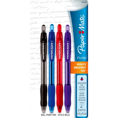 Pen-Retractable, Profile Ballpoint, 1.4Mm, 4 Assorted