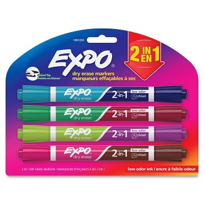 Marker Set-Dry Erase, Expo Twin Tip, 4X2 Fashion Colours