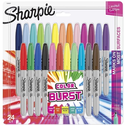 Marker Set-Permanent, Sharpie Color Burst, Fine 24 Assorted