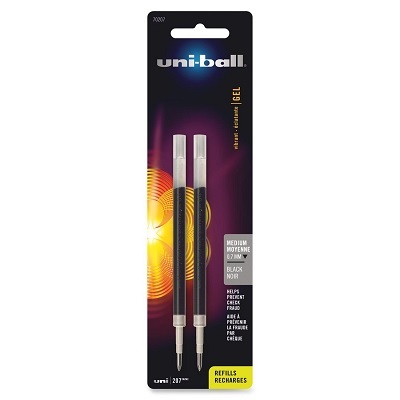 Pen Refill-Uni-Ball 207 Gel Retractable, 0.7Mm Black,12/pk