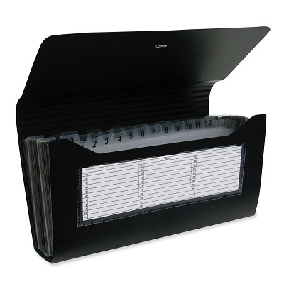 File-Expanding, 13 Pocket Poly, Cheque/Voucher 5X10 Black