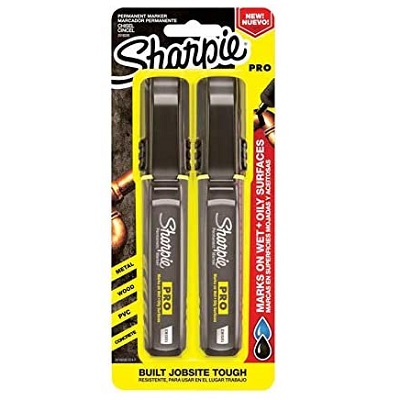 Marker-Permanent, Sharpie Pro Chisel, Black 2/Pack