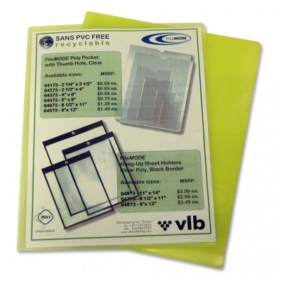 File Pocket-Poly, Letter, Closed On 2 Sides, Yellow 10/Pack