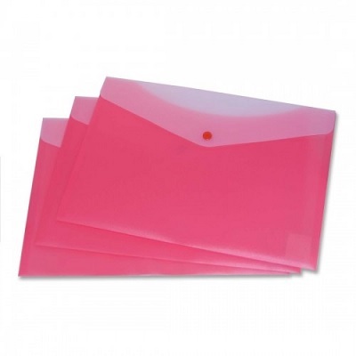 Envelope-Poly, 2 Pocket 13.5X9, Strawberry 6/pk