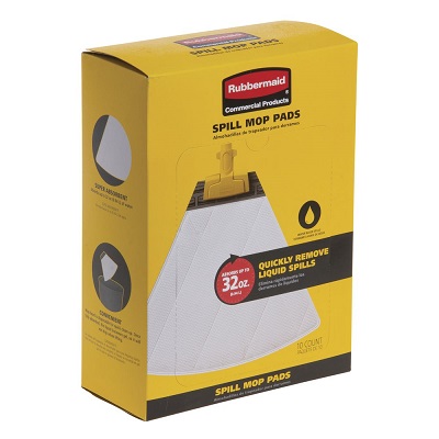 Spill Mop Pads-General, Rubbermaid, Grey 10/Box