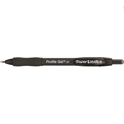 Pen-Retractable, Profile Gel, Fine 0.7Mm, Black,12/pk