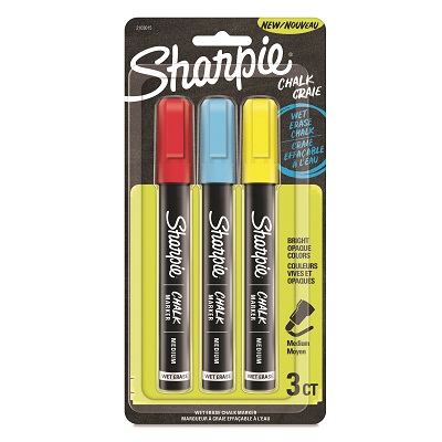 Marker-Wet Erase Chalk, Bullet Tip, Primary Colours 3/Pack