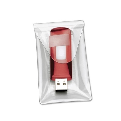 Pocket-Usb Self-Adhesive With Flap Closure, Clear, 6/Pack