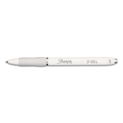 Pen-Retractable, Fashion White Barral S-Gel 0.7Mm, Black,12/pk