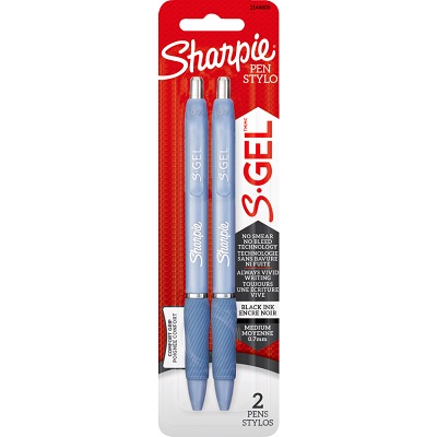 Pen-Retractable, Blue Barrel S-Gel, 0.7Mm Black 2/Pack