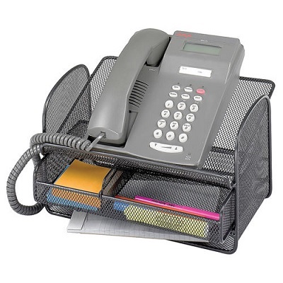 Telephone Stand-Mesh Onyx With Drawer, Black