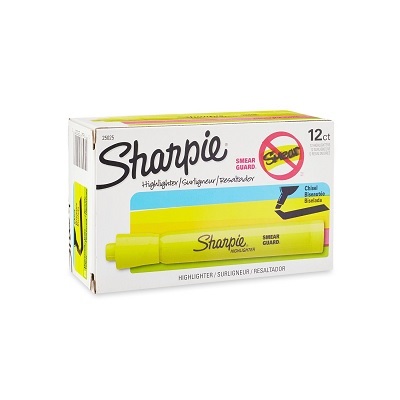 Highlighter-Sharpie Tank, Fluorescent Yellow,12/pk