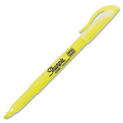 Highlighter-Sharpie Pocket, Fluorescent Yellow,12/pk