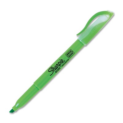 Highlighter-Sharpie Pocket, Fluorescent Green,12/pk