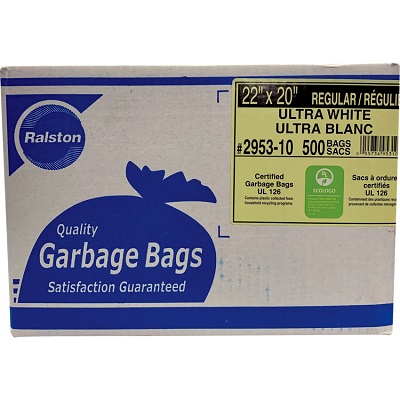 Bags-Garbage, Ecologo 22X20 White Regular, 500/Ctn
