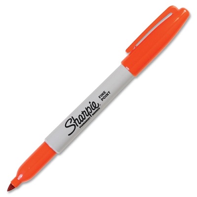 Marker-Permanent, Sharpie Fine, Orange,12/pk