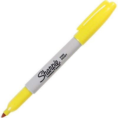 Marker-Permanent, Sharpie Fine, Yellow,12/pk