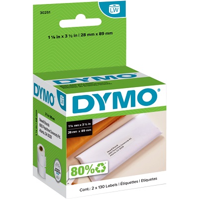 Labels-Dymo Labelwriter, Address 1-1/8X3-1/2, 260/Pk
