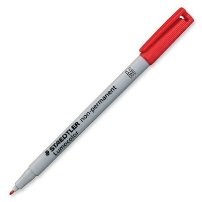 Pen-Lumocolor, Universal Non-Permanent, Medium Red,10/pk