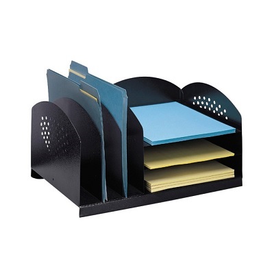 Desk Organizer-Steel, 3 Vertical/3 Horizontal, Black