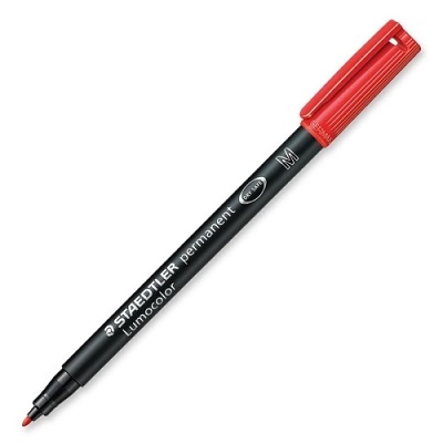 Pen-Lumocolor, Universal Permanent, Medium Red,10/pk