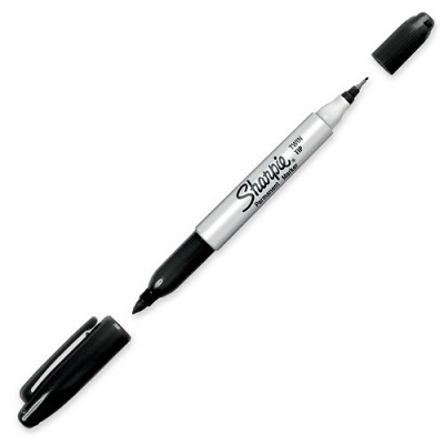Marker-Permanent, Sharpie Twin Tip, Black,12/pk