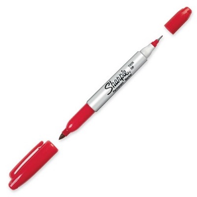 Marker-Permanent, Sharpie Twin Tip, Red,12/pk