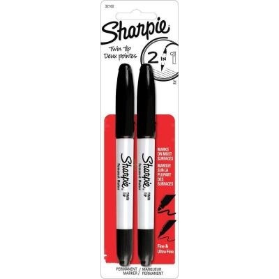 Marker-Permanent, Sharpie Twin Tip, Black 2/Card