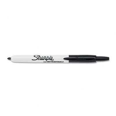 Marker-Permanent, Sharpie Retractable, Fine Black,12/pk