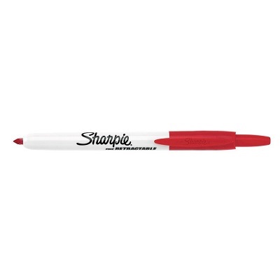 Marker-Permanent, Sharpie Retractable, Fine Red,12/pk