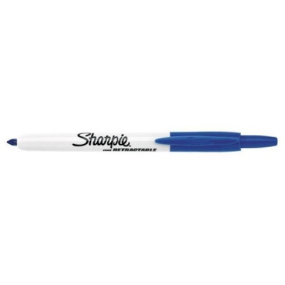 Marker-Permanent, Sharpie Retractable, Fine Blue,12/pk