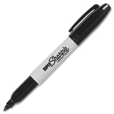 Marker-Permanent, Super Sharpie Bold Fine, Black,12/pk