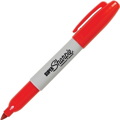 Marker-Permanent, Super Sharpie Bold Fine, Red,12/pk