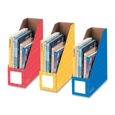 File-Magazine, 4" Red, Blue & Yellow, 3-Pack