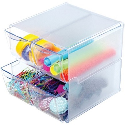 Organizer-Stackable Cube, 4-Drawer, Clear
